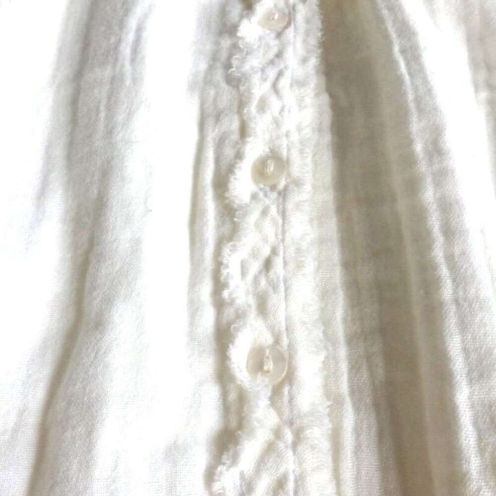 Salty Lemon Cream Cotton Gauze Mini Dress M New Frayed Seams Beachcore  Nautical - Picture 4 of 7
